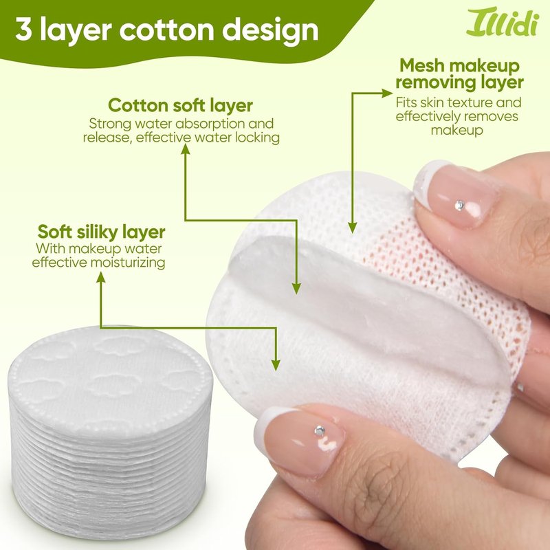 300-Count Embossed Cotton Rounds - Lint-Free, Dual-Sided Soft Pads for Makeup Removal & Skincare | 3 Unique Patterns