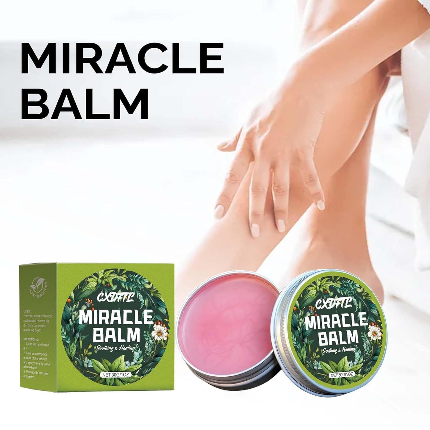 Miracle Balm - Moisturizing Balm for Legs, Arms & Back | Natural Ingredients, 2 oz (2 Pack)