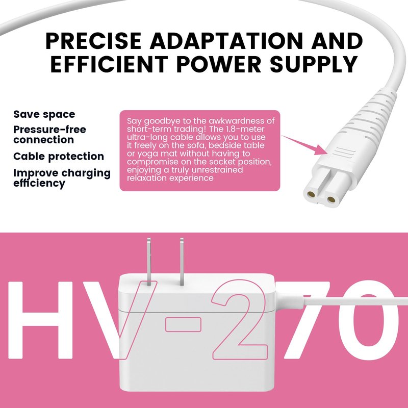 HV270 Charger Replacement Compatible with Hitachi Magic Wand HV-270 Rechargeable Cordless Massager Power Adapter Supply Cord (ONLY for HV270)