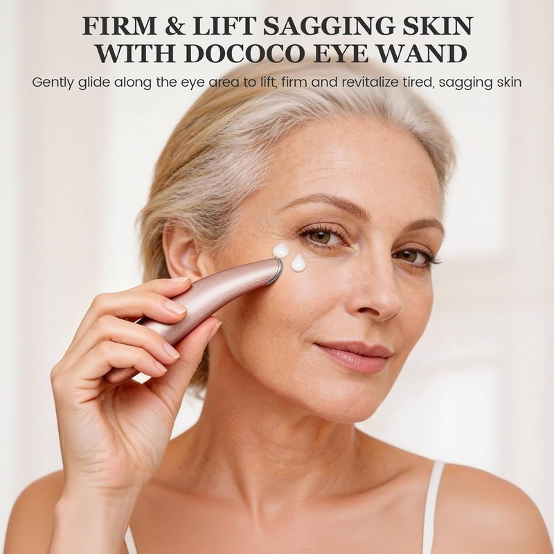 Eye Lift Wand - Heated Eye Massager for Dark Circles & Puffiness | Champagne Gold