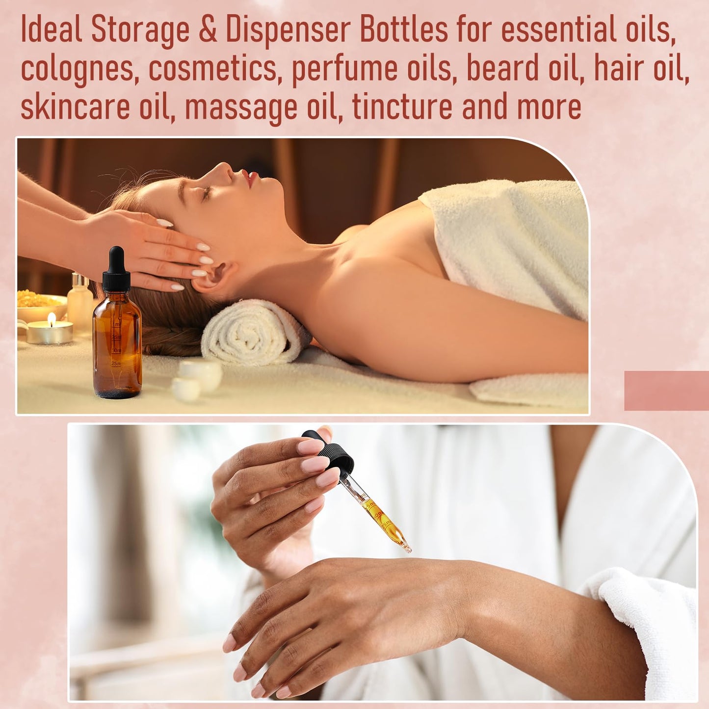 4 oz Dark Amber Glass Dropper Bottles with Measured Dropper, 4 Pack- 120ml Thick Tincture Bottle with Measurement Eye Droppers, Leakproof Essential Oils Bottle for Health, Personal Care & Beauty
