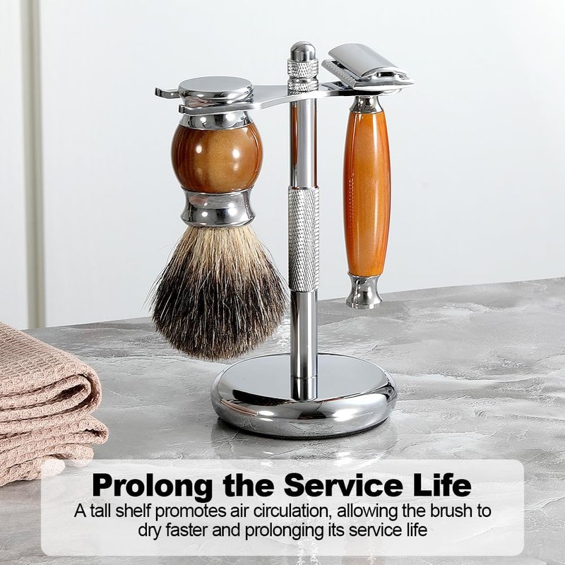 Nfijnlt Safety Razor Holder Stand, Safety Razor Stand for Men, Razor and Shaving Brush Holder Stand, Metal Base for Added Stability and Long-Lasting Use