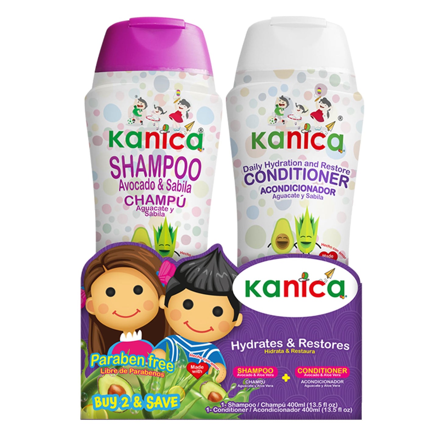 Kanica Shampoo and Conditioner Avocado Kit, Paraben Free | 13.5 fl oz Each