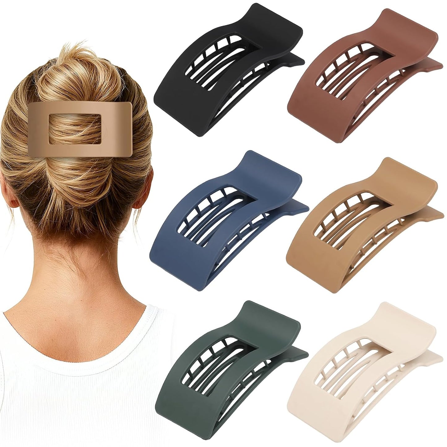French Flat Hair Clips - 6pcs Matte Claw Clips for Thick or Thin Hair | Non-Slip Strong Hold Accessories