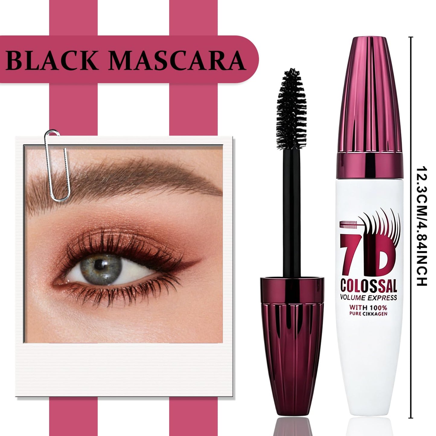 2Pcs 7D Waterproof Mascara, Long-Lasting & Buildable Volume, Natural Length, Exquisitely Full Lashes, Smudge-Proof, Thickening Eye Makeup for Defined Curl, Ideal for Women Eye Makeup