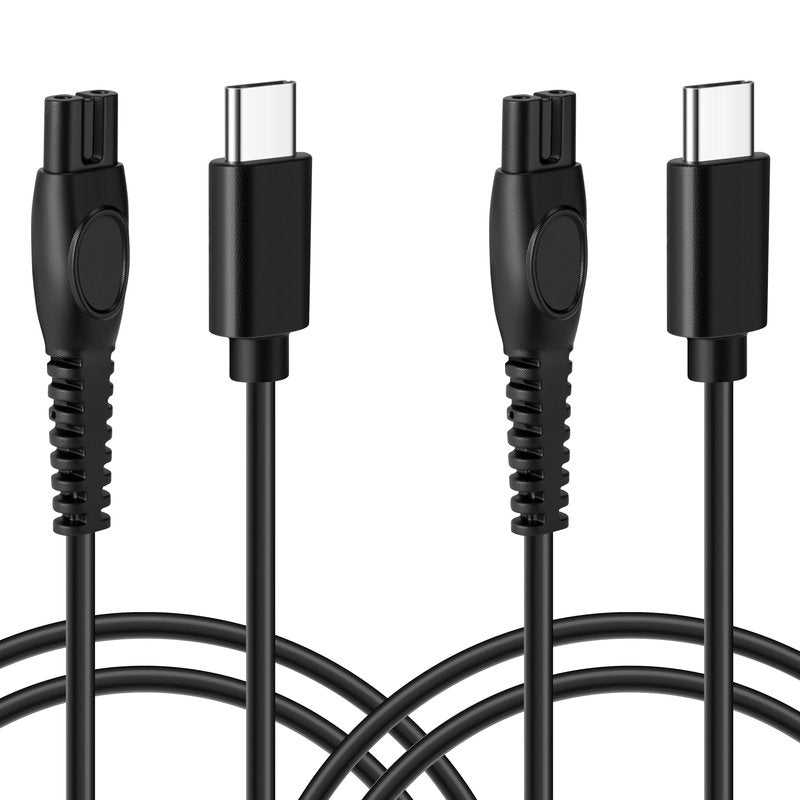 5V USB-C Charger Cord Compatible with Philips Norelco Shaver Models – QP2724, QP1924, QP4530, QP2834, QP4631, X3001, MG5910, MG5970, QP6552, MG7910, MG7970, MG9520, QP6542 & More, Black, 2 Pack