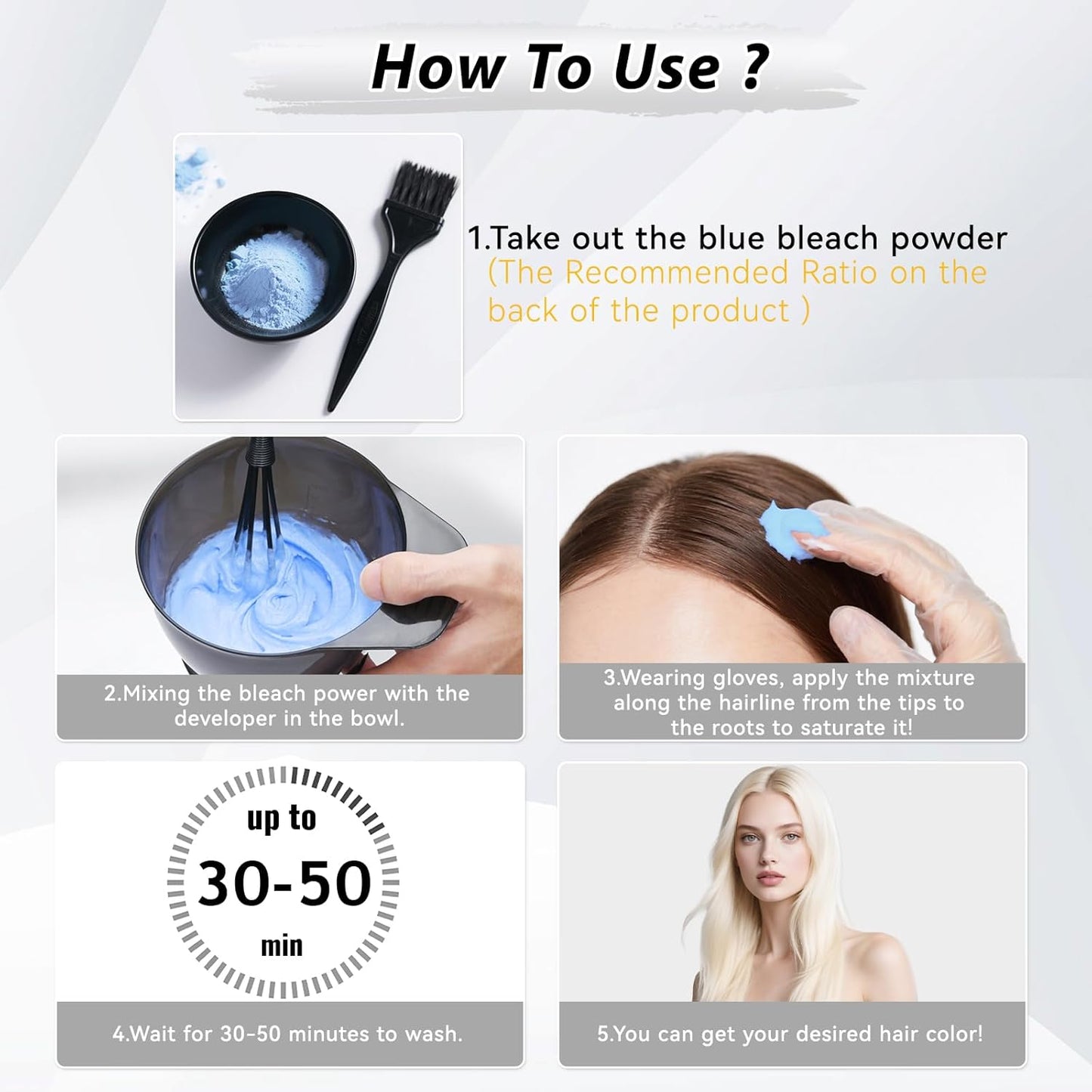 Hair Bleach Powder - Professional Lightening Formula for DIY Highlights | Strong & Gentle, 100g/3.53oz