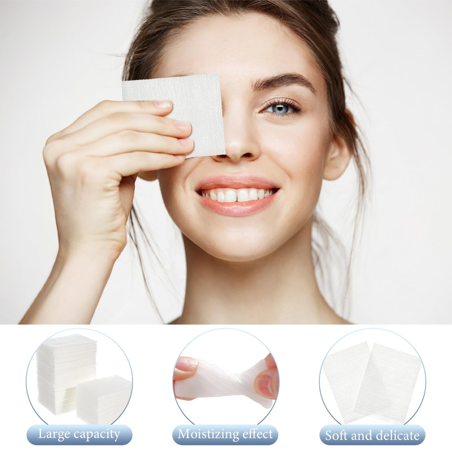TOPPERFUN 400Pcs Cotton Pads for Face, 4.2x3.9in Thin Facial 100% Cotton Wipes, Stretchable Dry Toner Pads Soft Wipes for Toner, Makeup Remover, and Masks, Extra Soft Makeup DIY Mask for Women