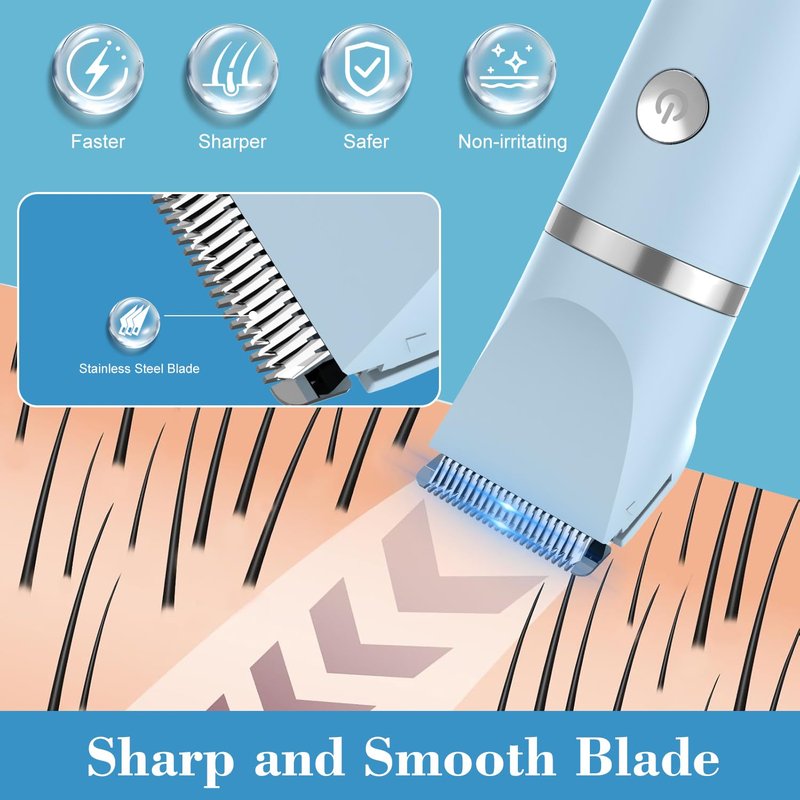 Zivelier 3-in-1 Electric Razor IPX7 Waterproof Bikini Trimmer Wet & Dry Use Painless Personal Trimmer Groomer for Ladies Face Body Legs Bikini Public Hairs Electric Lady Shaver with Replaceable Heads