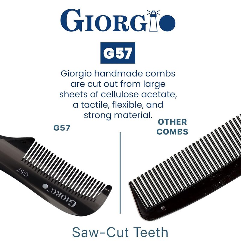 Giorgio G57 Extra Small 2.75 Inch Men's Fine Toothed Beard and Mustache Comb for Facial Hair Grooming and Styling. Wallet Pocket Comb Handmade of Quality Durable Cellulose, Saw-Cut and Hand Polished