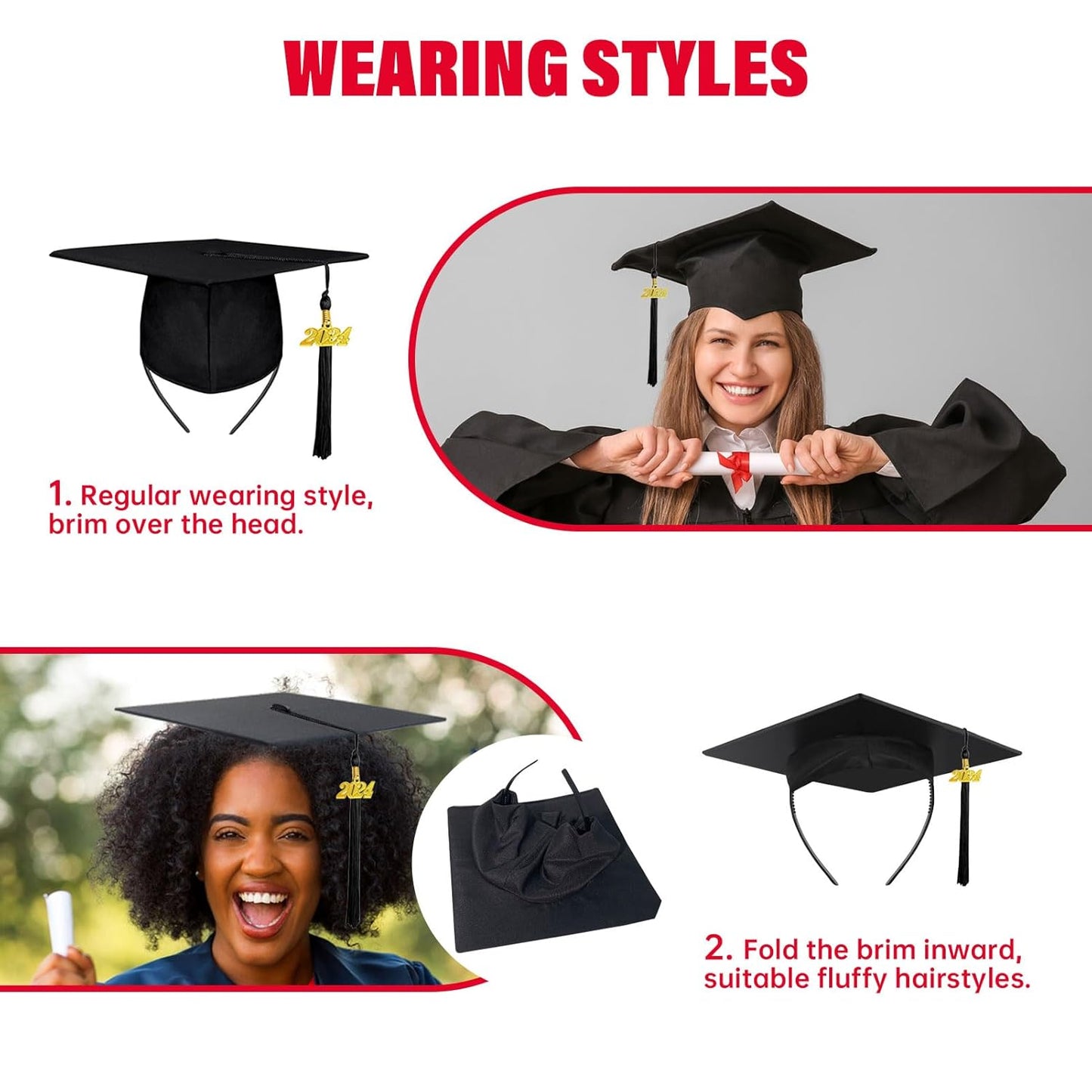 Graduation Cap Headband - No-Slip Comfortable Design with Premium Hook and Loop Fastener | Fits Most Head Sizes
