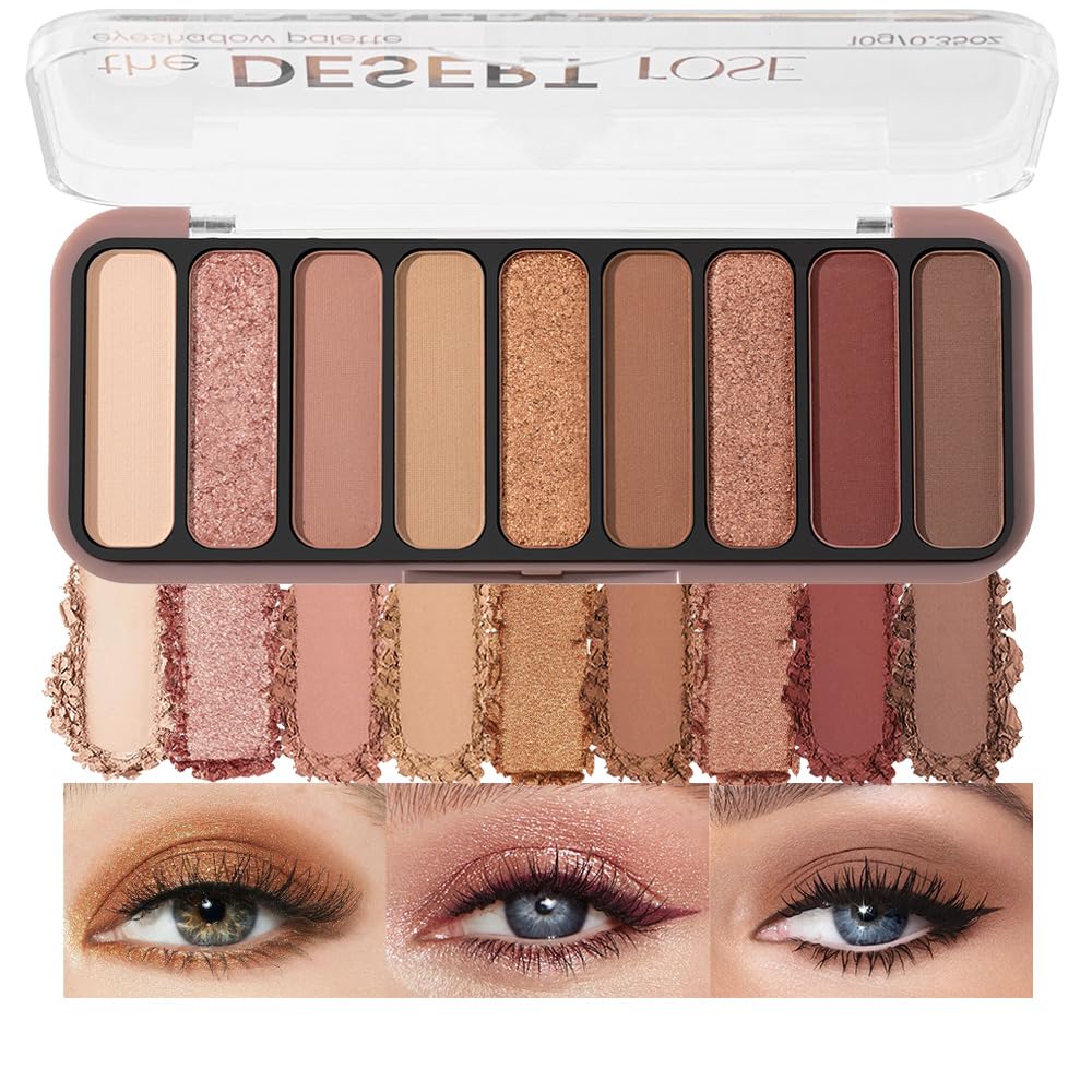 Warm Neutral Nude Eyeshadow Palette - Matte & Shimmer, High Pigment | Mini Everyday Makeup for All Eye Colors