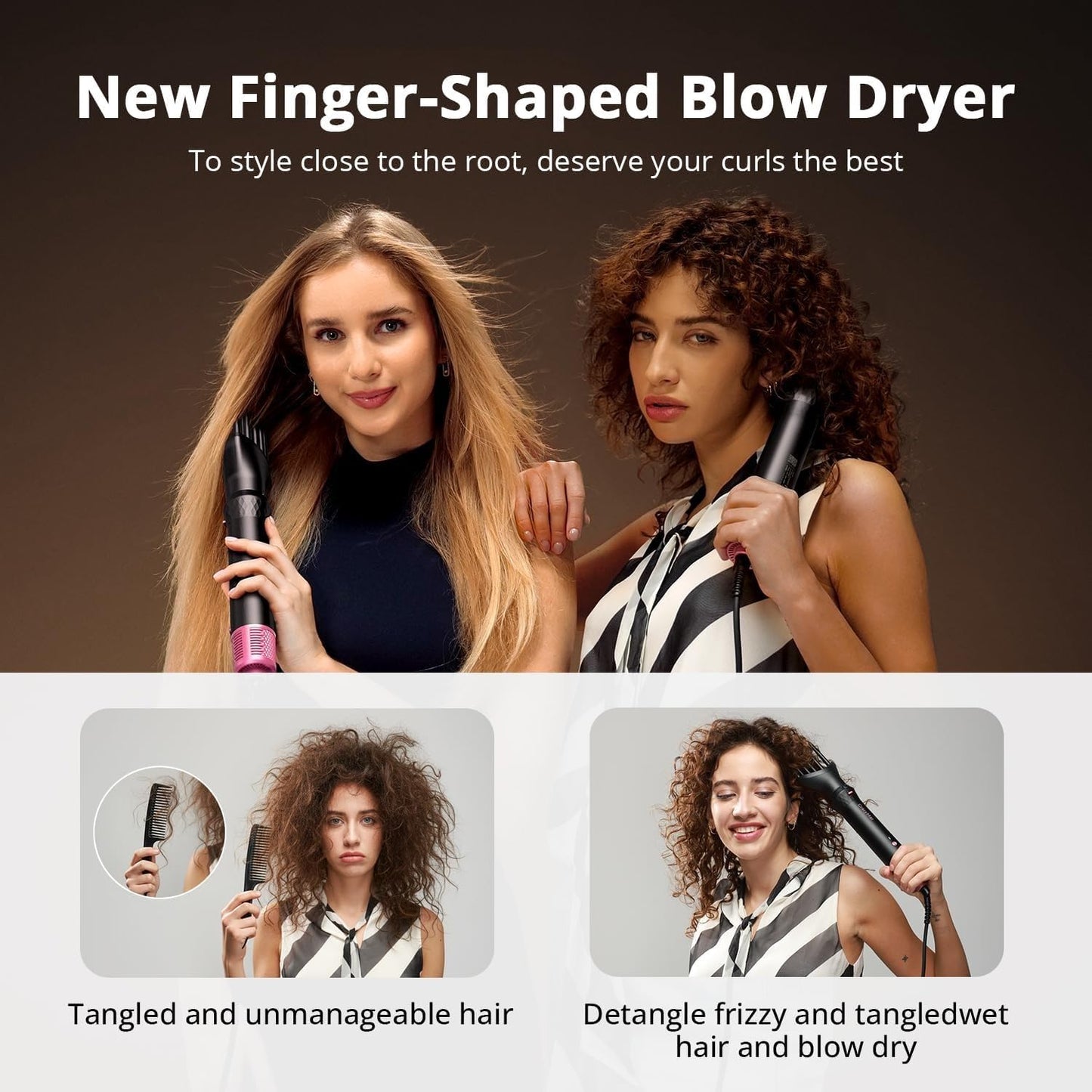Crazymar 7 in 1 Blow Dryer Brush, Fast Hair Dryer Brush & Curling StylingTool,Hot Air Styler No Heat Damage, Hot Air Styler Wrap for Curling Volumizing Straightening Styling