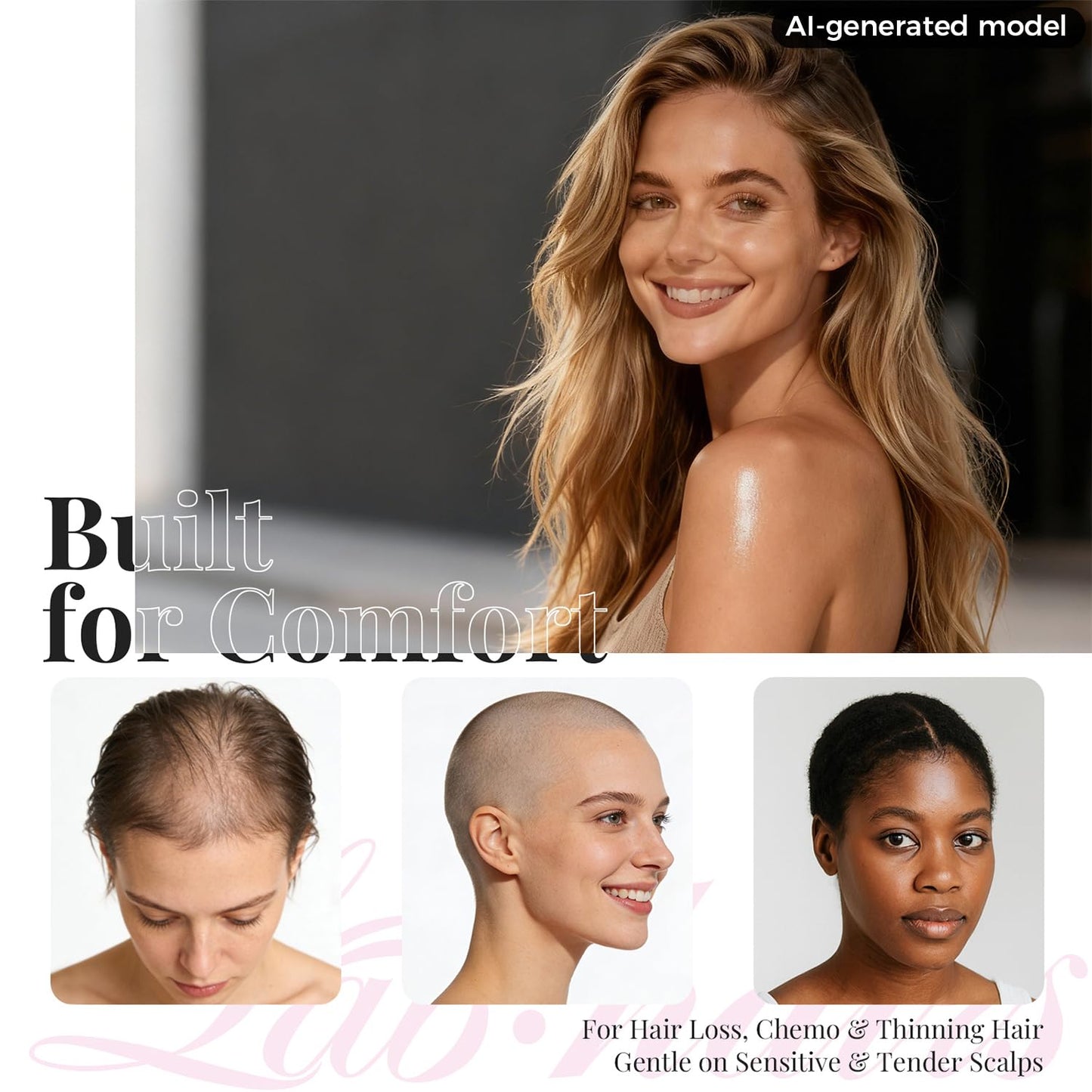 LABHAIR Wig Grip Cap with Lace Edge – Non Slip Adjustable Wig Cap with Grip Band for Women, Glueless Breathable Under Wig Cap for Natural Hairline, One Size Fits All, Nude