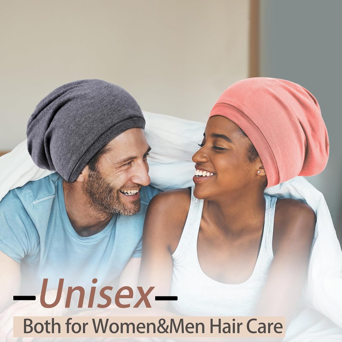 Adjustable Silk Hair Bonnet - Satin Lined Sleep Cap for Women & Men | 2 Pcs Set