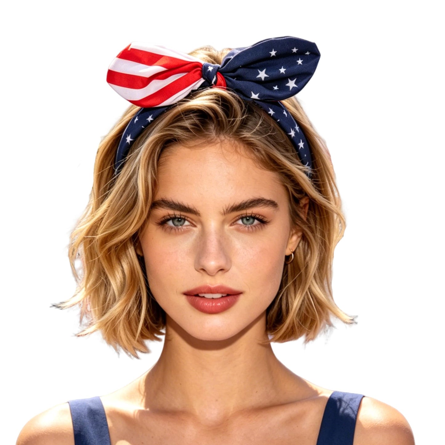 STGDAK 4th of July Headbands American Flag Head Bands Patriotic Hair Band Knotted Bow Turban Elastic Red White Blue Hair Accessories For Women Independence Day Party