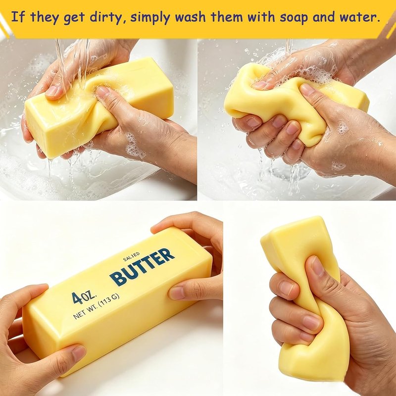 Butter Squishy Squeeze Toy - Realistic Soft Butter Stick for Stress Relief | 2-Pack