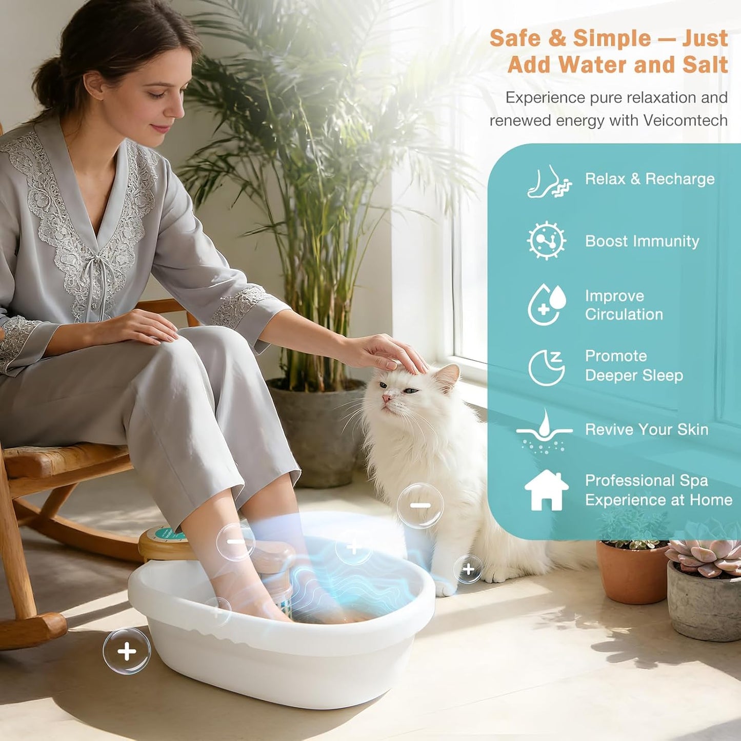 Ionic Foot Detox Bath Machine - Home Spa System with Array & Tub Liners | Relaxation & Wellness