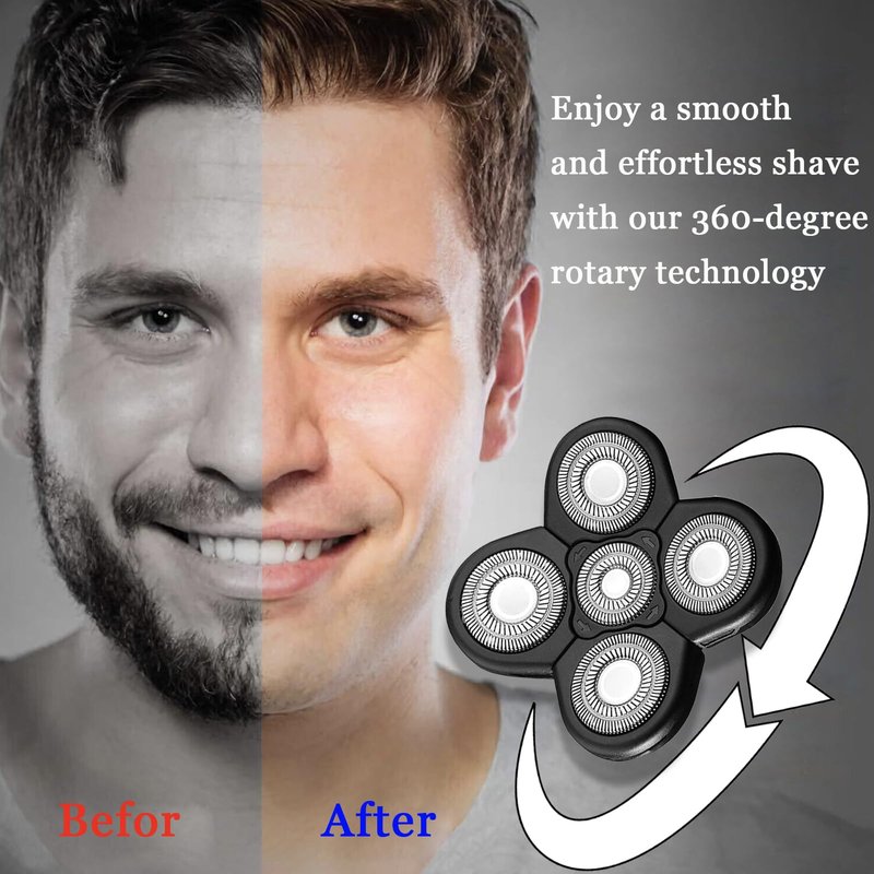 5 Blades Replacement for Freebird Shaver Razor Head, Bald Men Freedom Grooming Refills, with Cleaning Brush 3 PCS