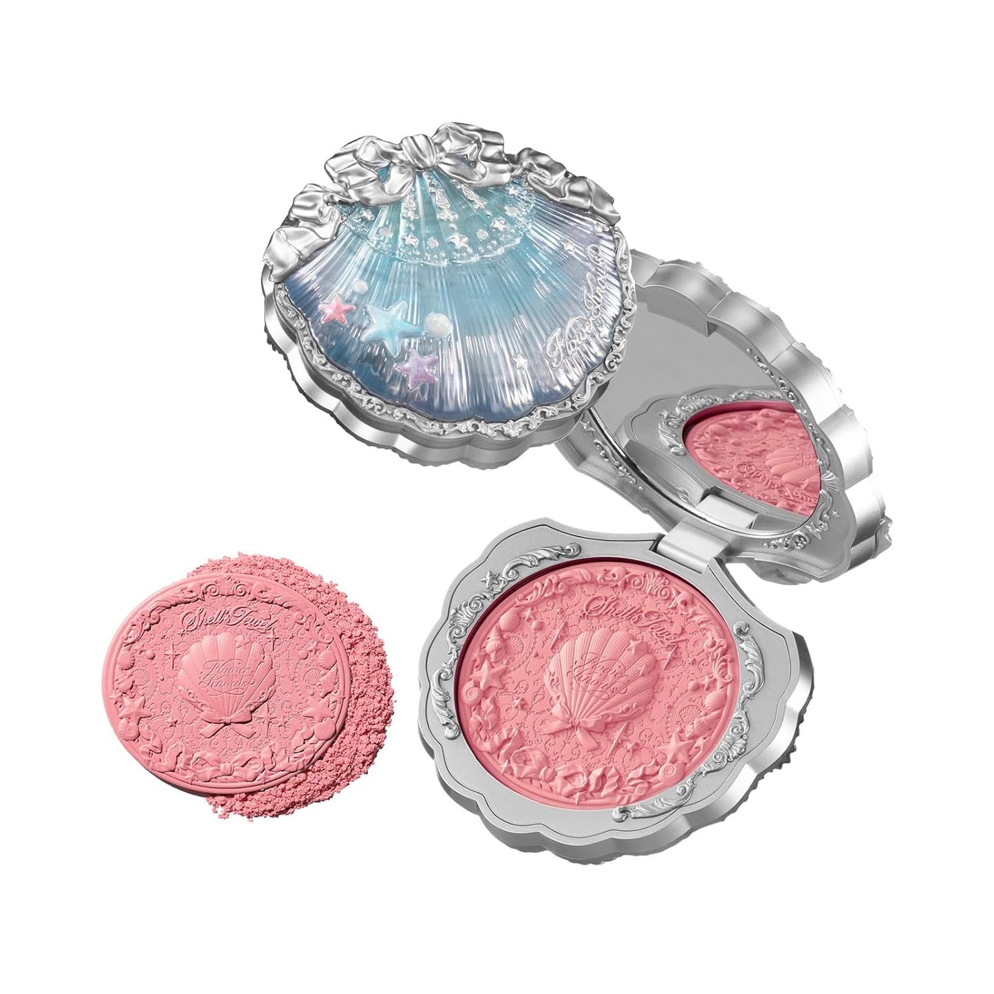 Silk Satin Blush - Shimmery Peach Pink Powder for Cheeks | Buildable, Long-Lasting Makeup, 0.18 Oz (03 Coral Seashell)