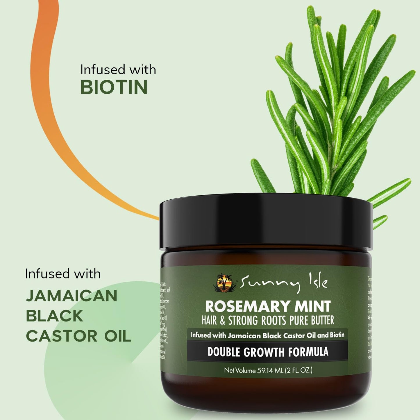 Sunny Isle Rosemary Mint Hair & Strong Roots Butter 2oz - Biotin, Jamaican Black Castor Oil