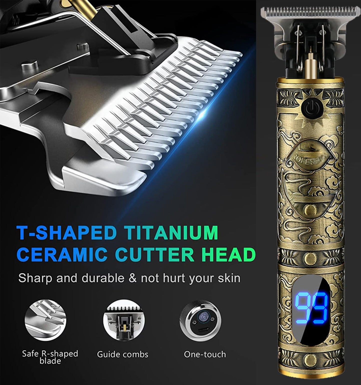 Ofmeow Beard Trimmer for Men Cordless Hair Clippers with LCD Display Professional Gooming Set Haircut Trimmers Rechargeable Shaver Gift for Kid Boyfriend Boy Family
