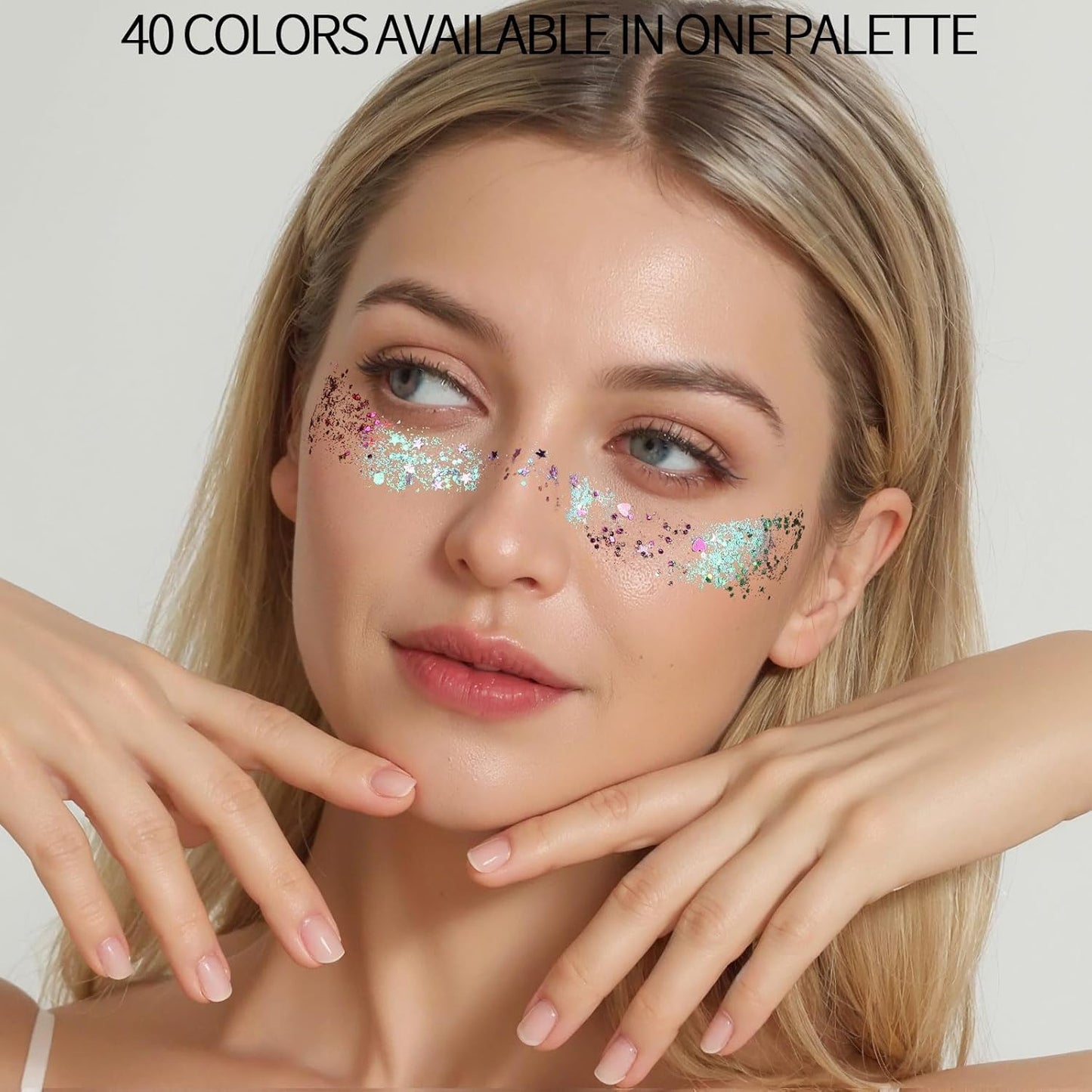 FANDAMEI Face Glitter Gel - 40 Colors Multi-Purpose Glitter for Hair, Face & Body | No Glue Needed, Perfect for Halloween & Rave