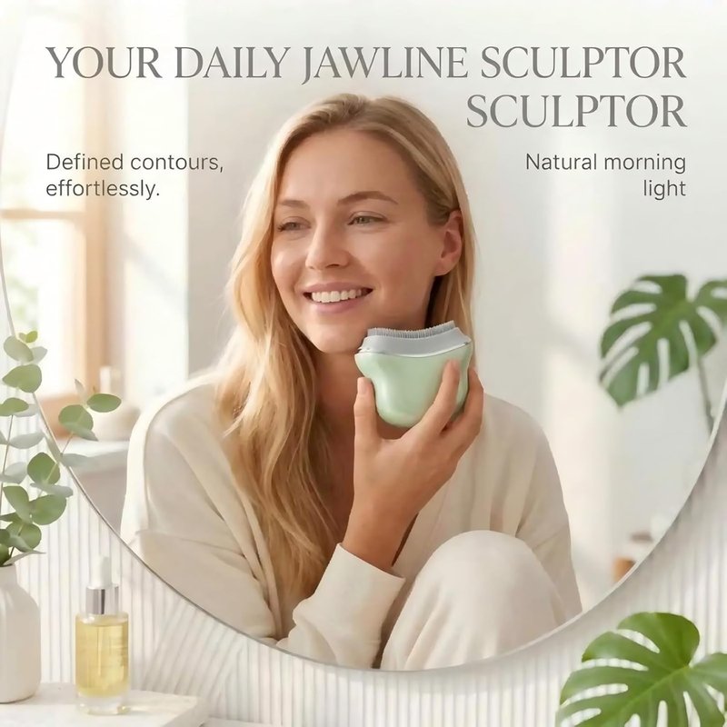 Lymphatic Contour Face Brush - Silicone Cleansing Tool for Anti-Puffiness & Jawline Sculpting | Improves Skin Glow