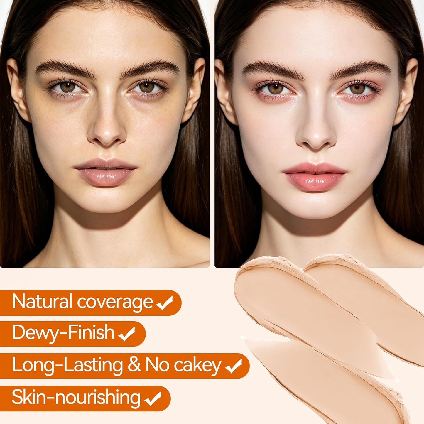 Korean Foundation Stick for Mature Skin - Buildable Light to Medium Coverage, Dual-Ended with Brush | Natural Dewy Finish (Light Brown)