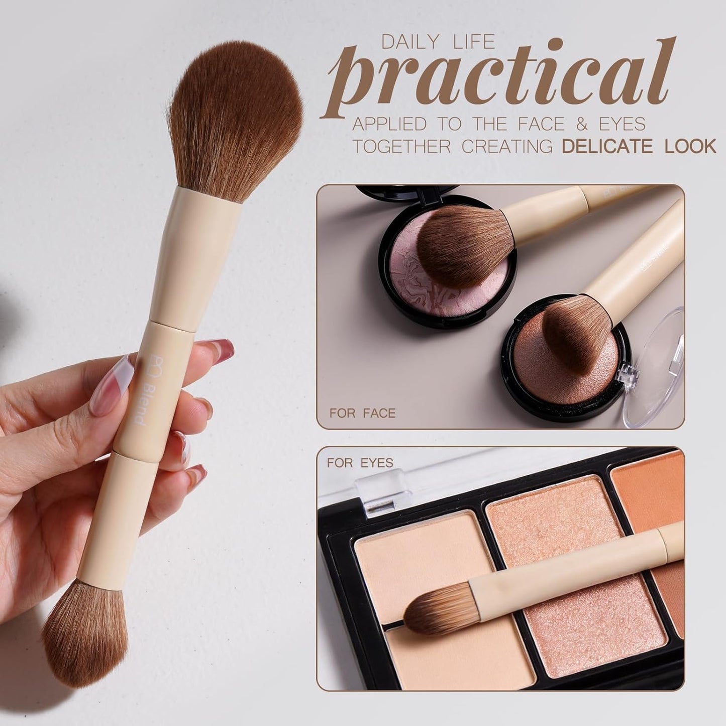 Professional Makeup Brushes Set - 20 Pcs Kabuki, Eyeshadow, Concealer, Blush & Foundation Brushes with Travel Case | Beige