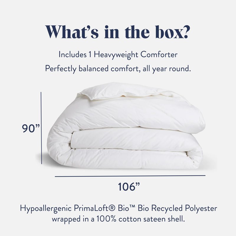 Brooklinen Heavyweight Down Alternative Comforter - King/Cali King - Extra Warm Winter Duvet Insert - Thick, Cozy 100% Cotton Sateen Shell, Baffle Box Construction - Luxury Plush Bedding