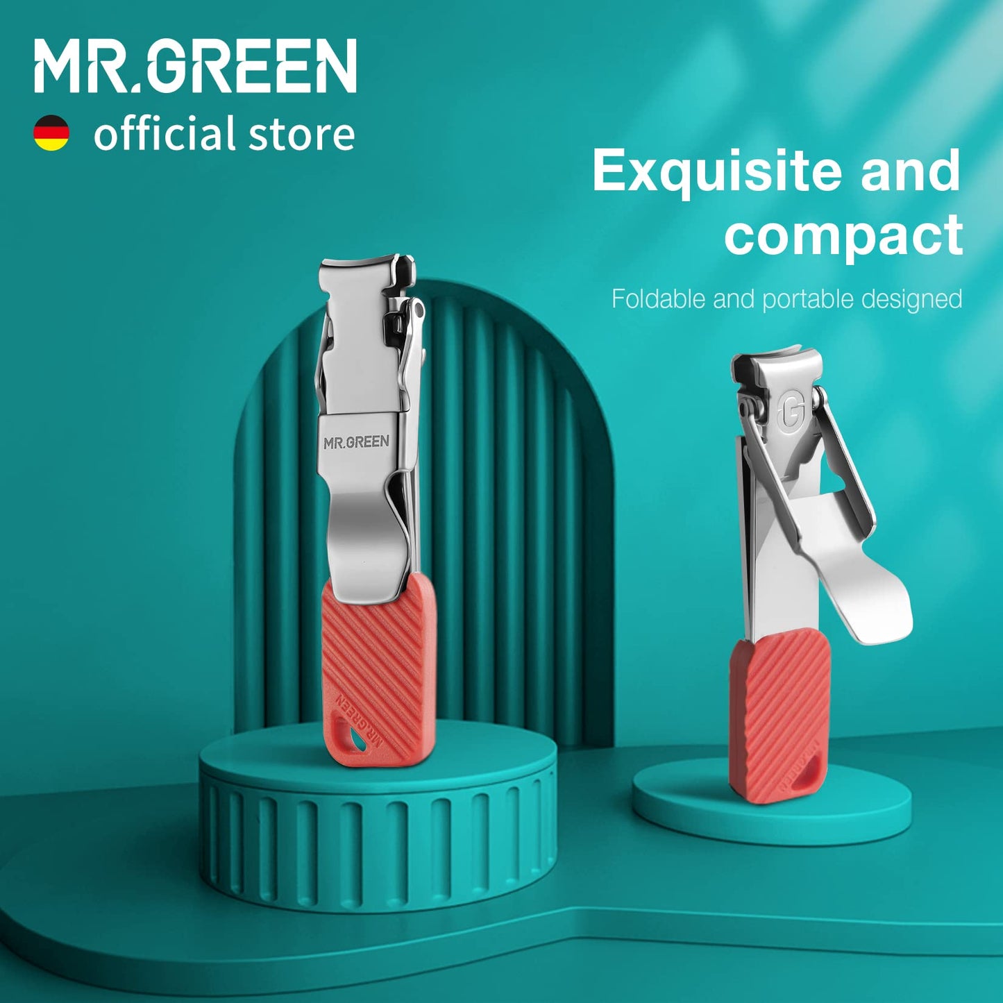 MR.GREEN Compact Nail Clippers Foldable Nail Cutters Manicure Tools Portable Fingernail Clipper with Key Chain Nail Scissors