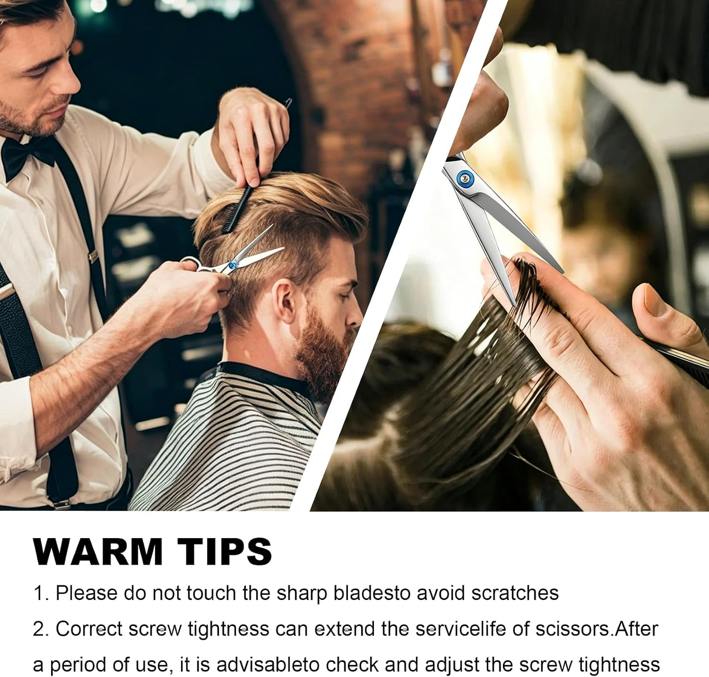 Professional Hair Cutting Scissors - 6.5" Stainless Steel Barber Shears with Adjustable Tension | Includes Comb for Home & Salon Use