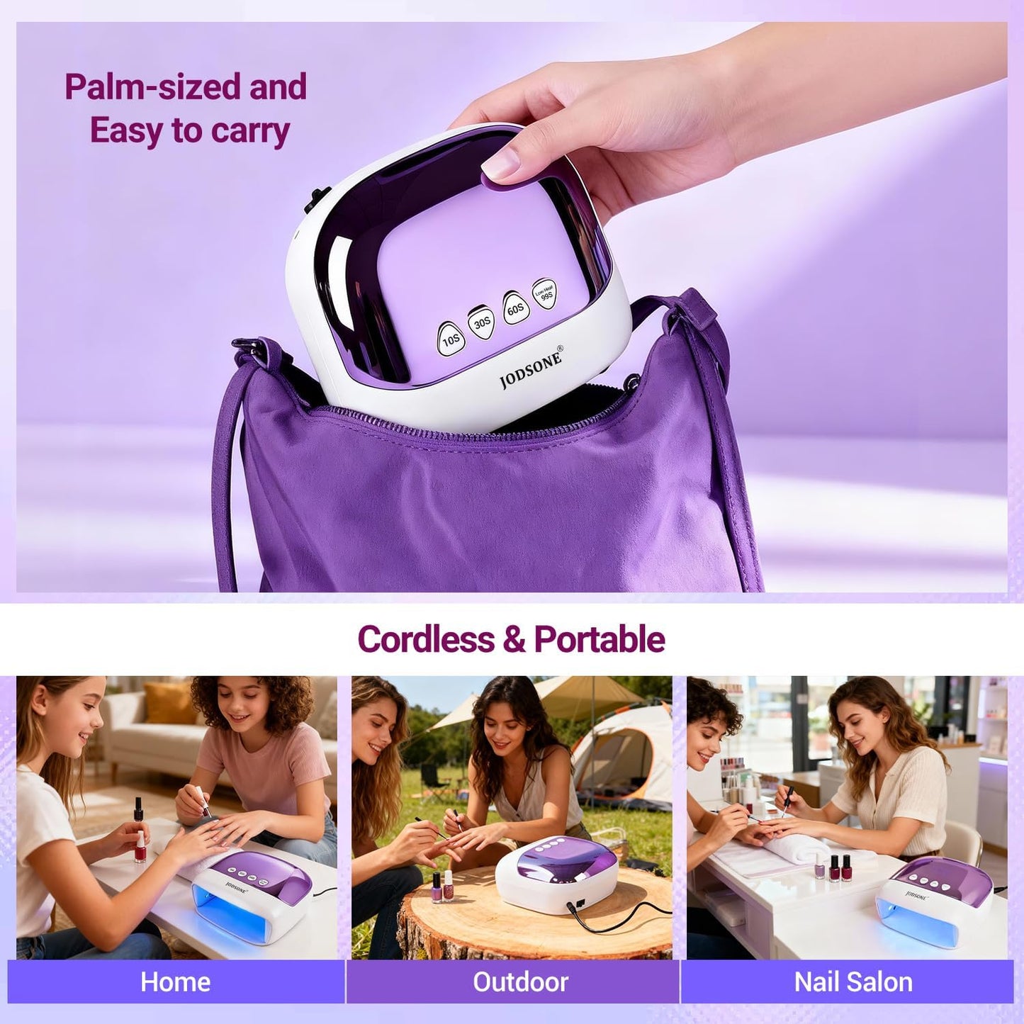 Cordless LED Nail Lamp - Rechargeable Portable Nail Dryer with LCD Display & 4 Timers | Ideal for Home & Salon Use