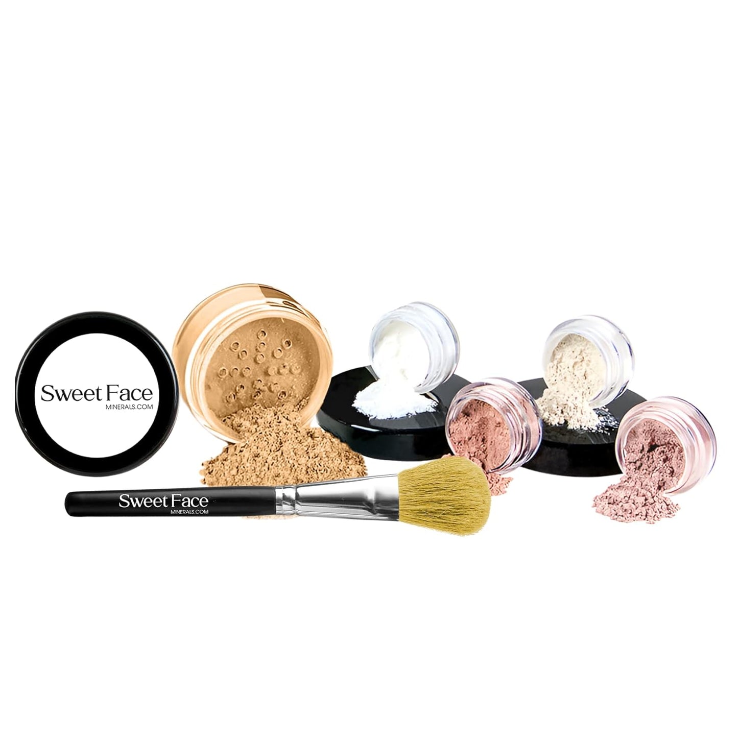 Mineral Makeup Starter Kit for Beginners - Full Size Foundation, Blush, Bronzer & Veil Primer | Warm Shades
