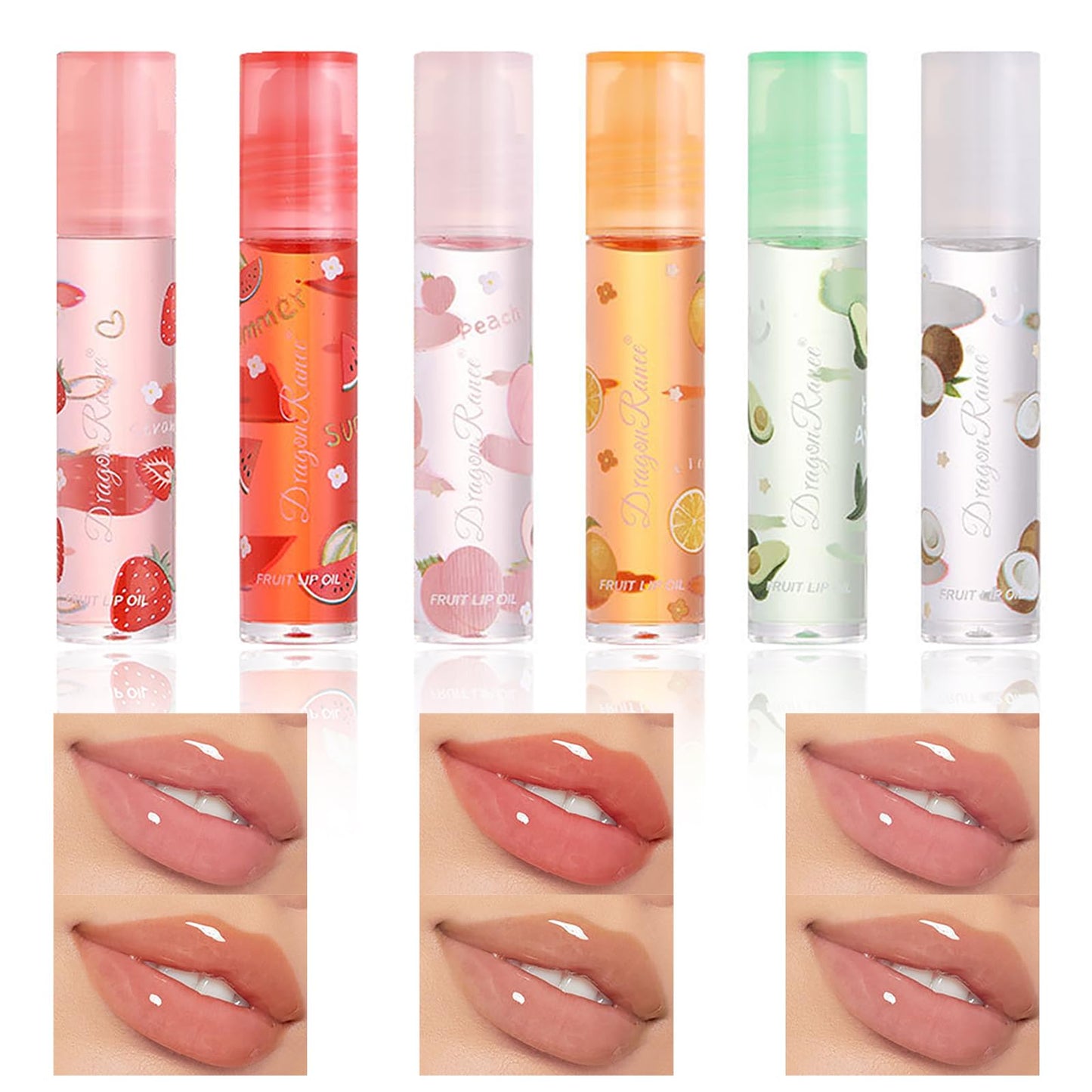 Lissymuse Nourishing Lip Oil Gloss Set, 6pcs Non-Sticky Moisturizing Smooth Glossy Finish Lip Glow Oil, Tinted Plumping Butter Lipgloss Long Lasting Lips Balm - Lips Care Stuff for Women Girls Teens