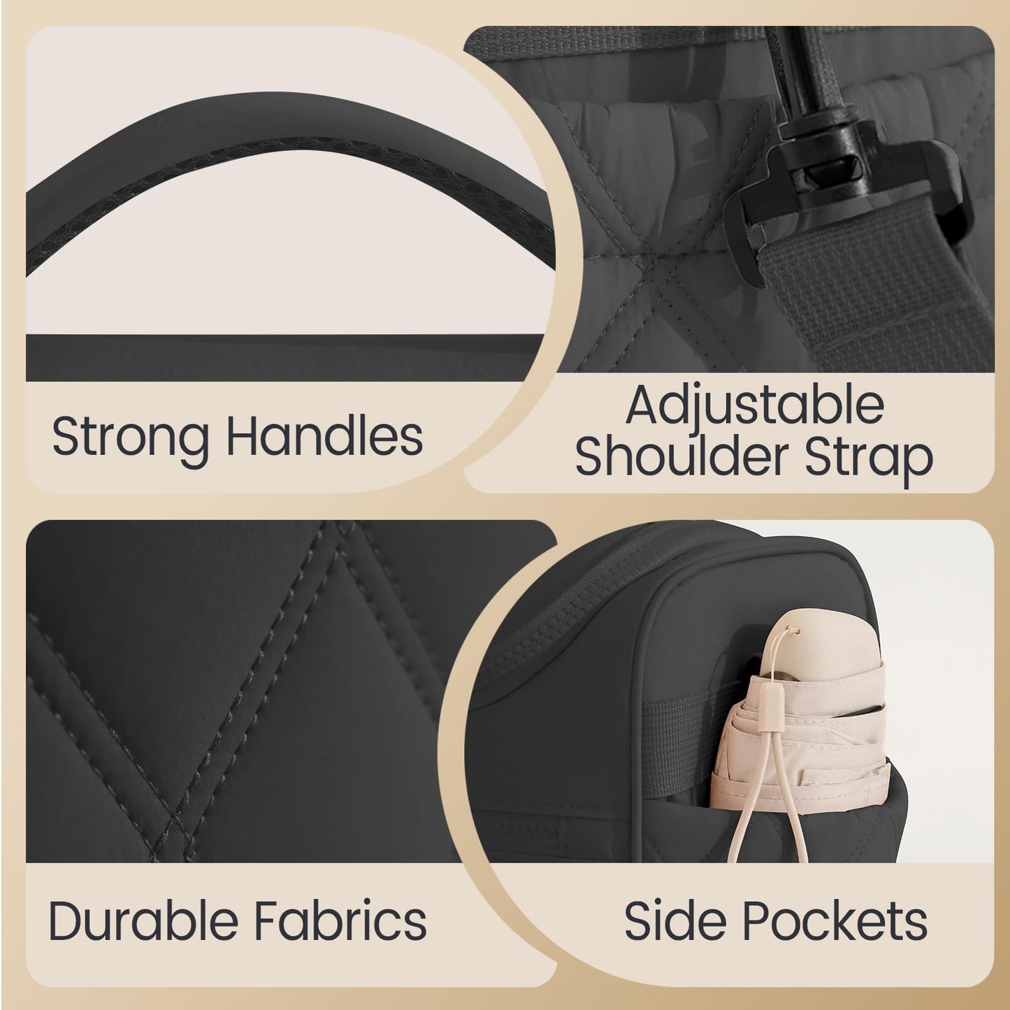 SODEER Lunch Bag for Women and Men Leakproof,Insulation Lunch Box,Soft Lunch Cooler with Adjustable Strap for Work Travel,Black