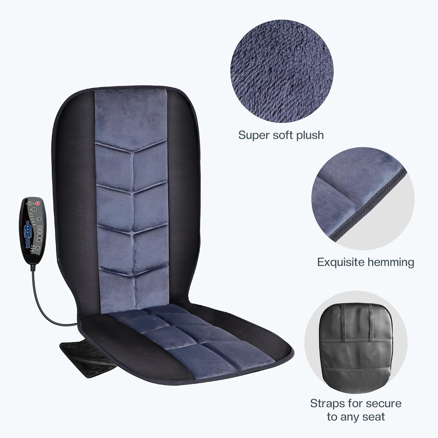 Massage Chair Pad - Back Massager with Heat & 10 Vibration Motors | Relaxation Cushion for Home & Office Use