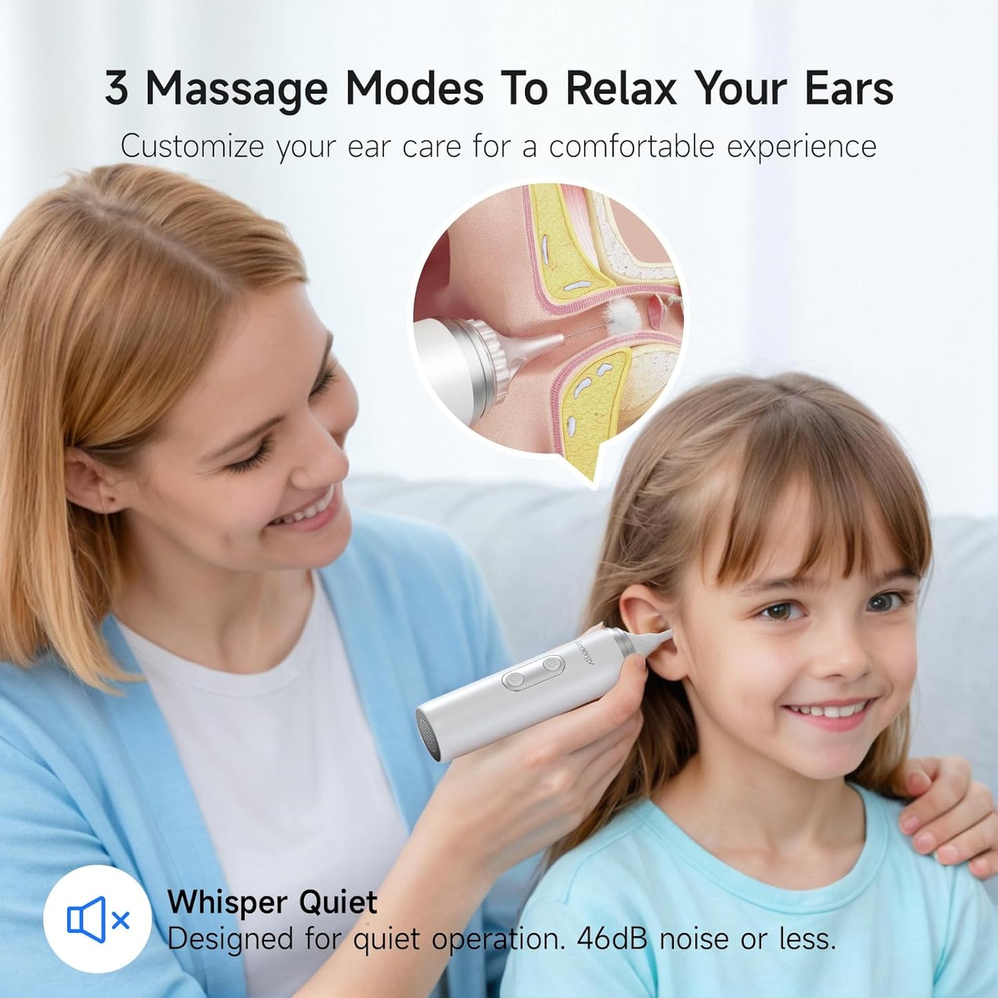 Rechargeable Ear Dryer | Electric Water Drying Aid with Red Light Therapy & 3 Airflow Modes for Swimmers & Hearing Aids
