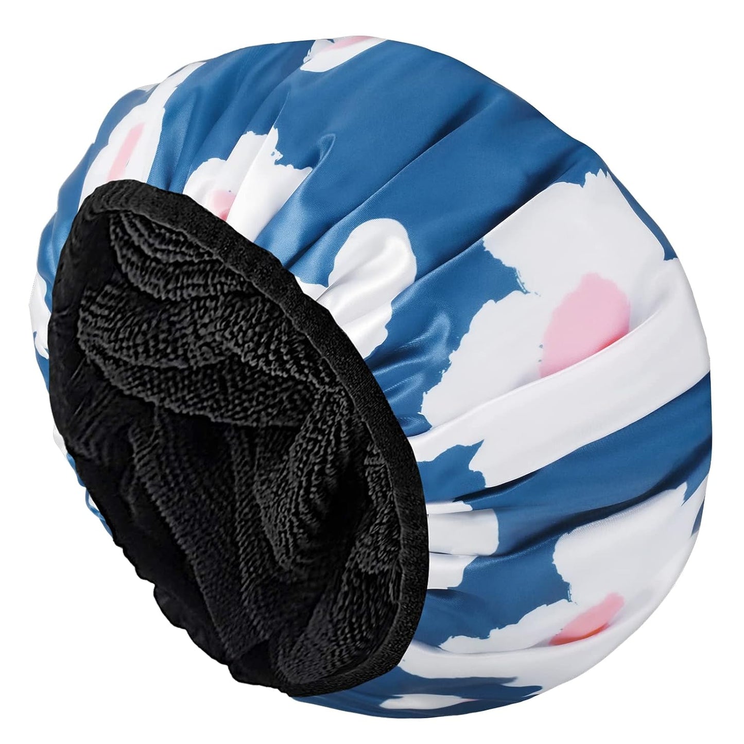 Aquior Shower Cap - Triple Layer Waterproof Bath Cap for Long Hair | Extra Large Silky Satin (Pink)