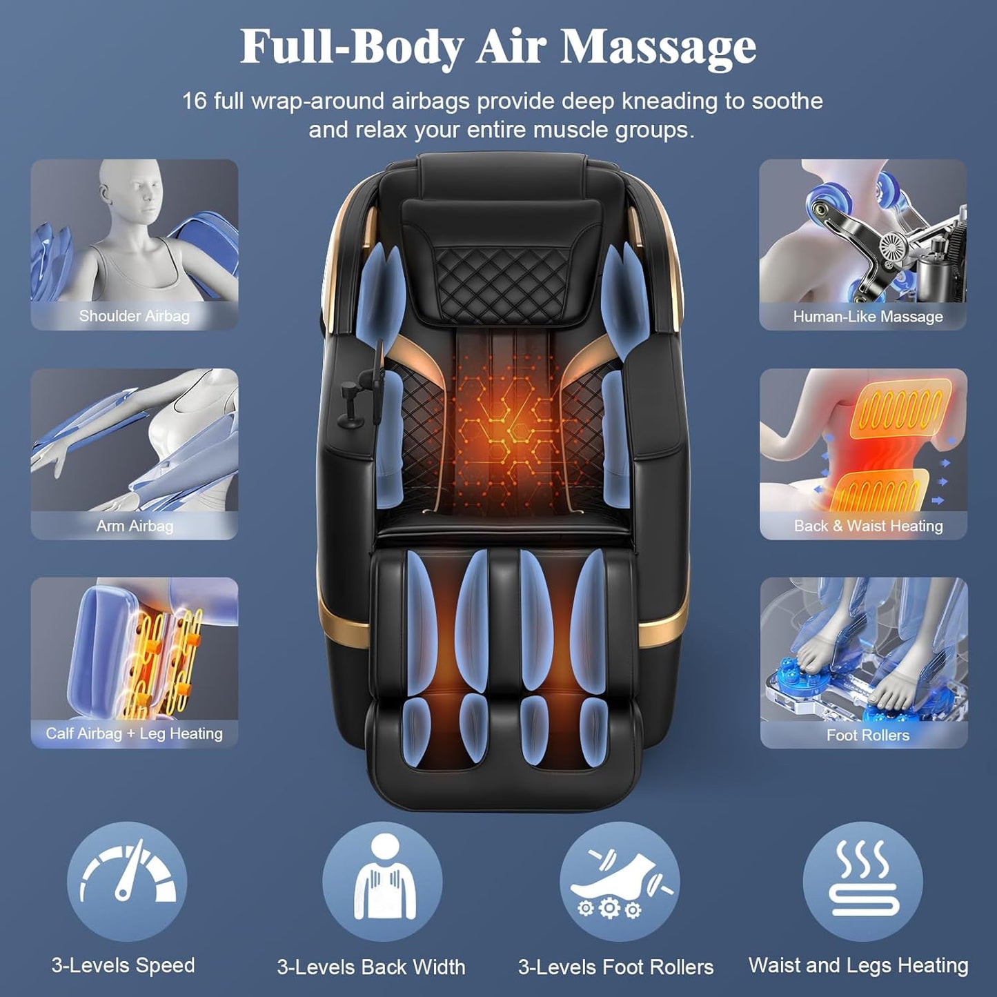 YONISEE 4D Massage Chair - Full Body Shiatsu Recliner with AI Control & Heating | Zero Gravity, Bluetooth, LED Light