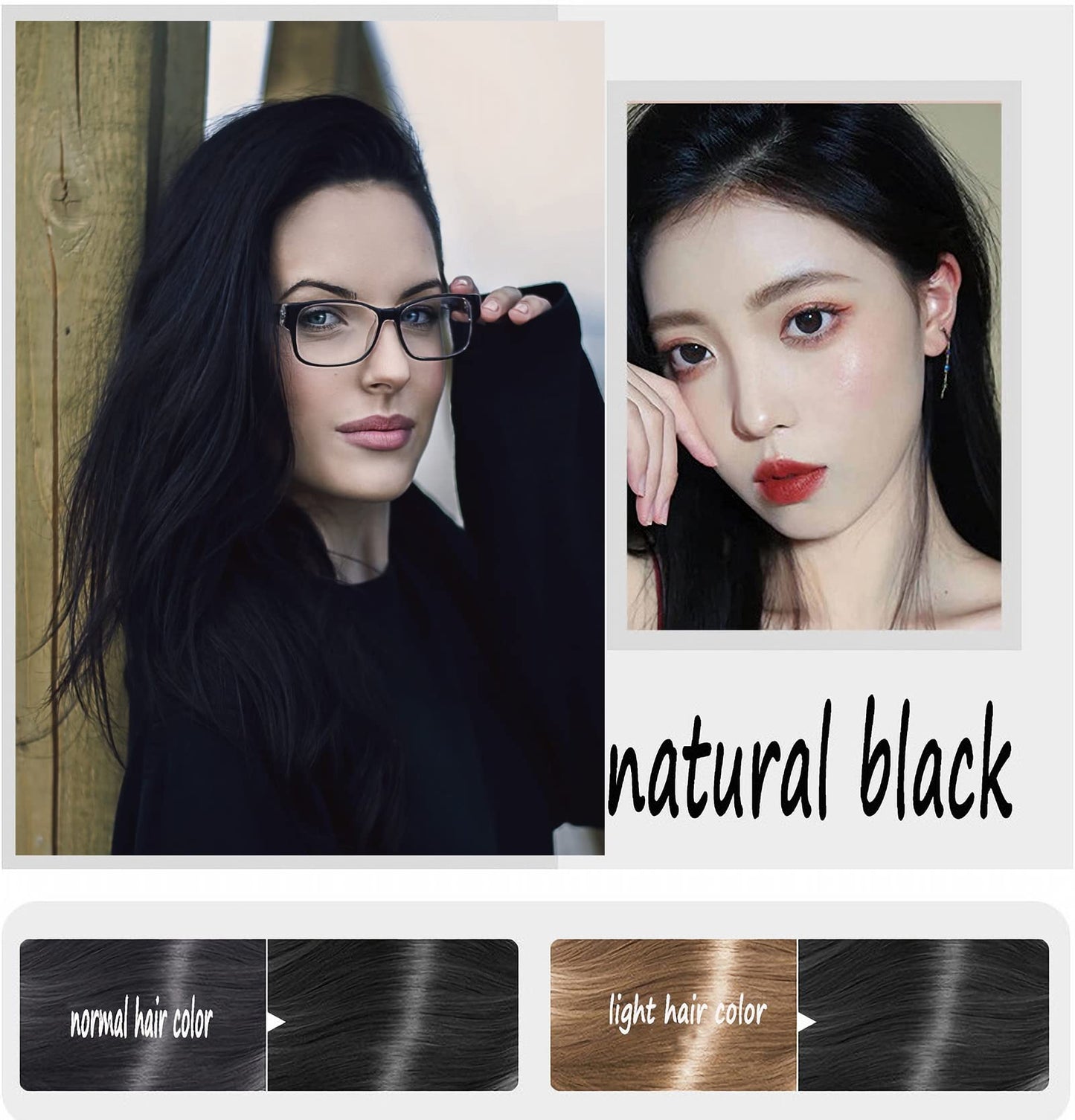 YIZHONG Black Hair Dye Shampoo Permanent, Natural Black