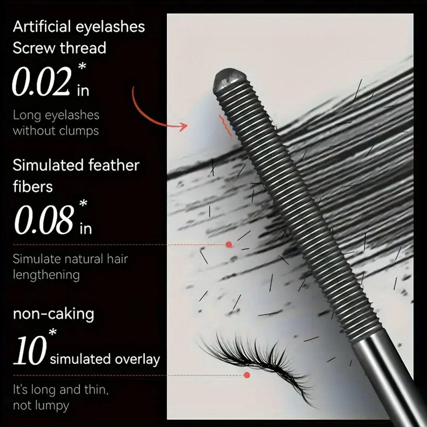 Dulorantocosh Waterproof Fibre Mascara, Volume & Length Without Clumping, Tubular Eyelash Primer with Metal Wand, Curling Eyelash Iron Mascara, Natural and Smudge-Proof (2 pcs)