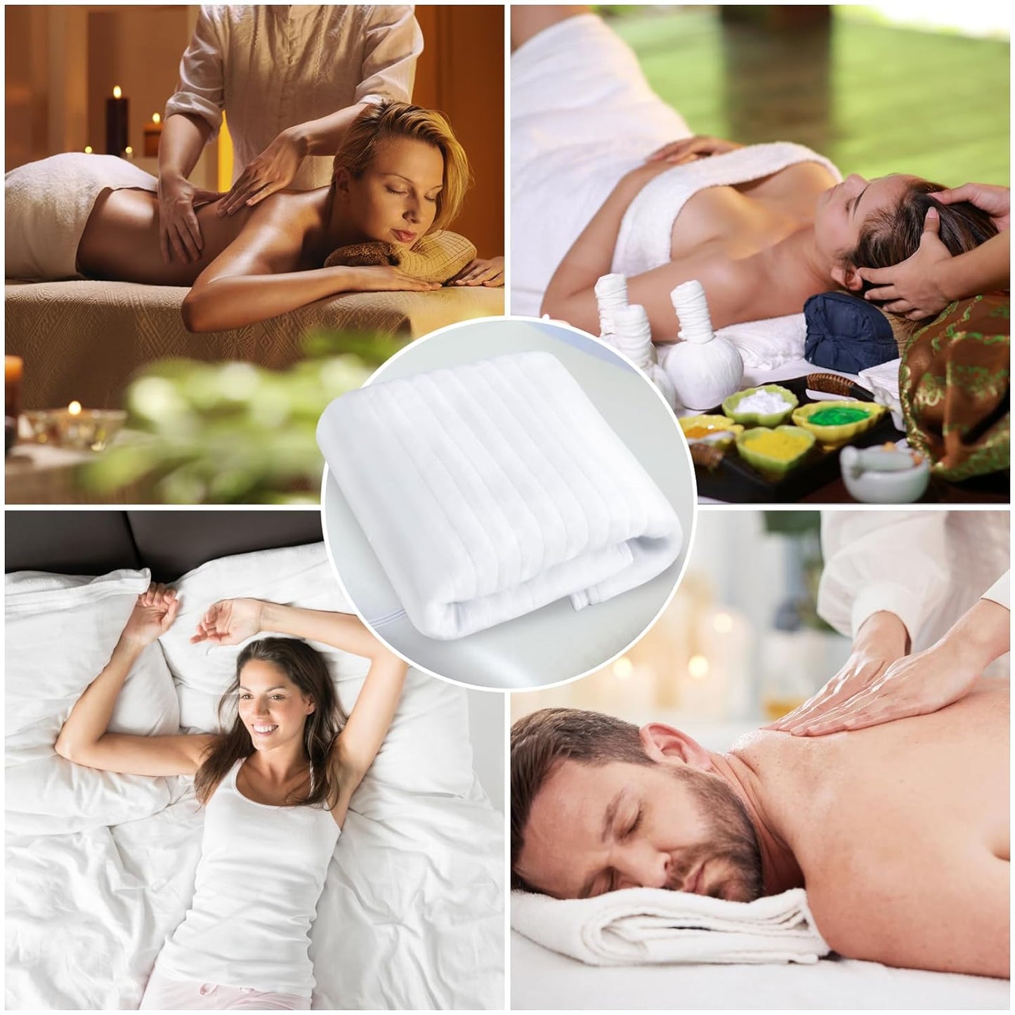 Electric Heating Pad for Massage Table - 6 Heat Settings | Digital Control, Overheat Protection, 72.8" x 30", White