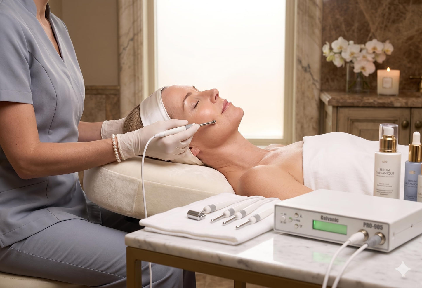 Professional Galvanic Facial Machine, Deep Pore Cleansing and Product Infusion, Skin Firming and Anti-Aging Face Massager for Home or Professional Use