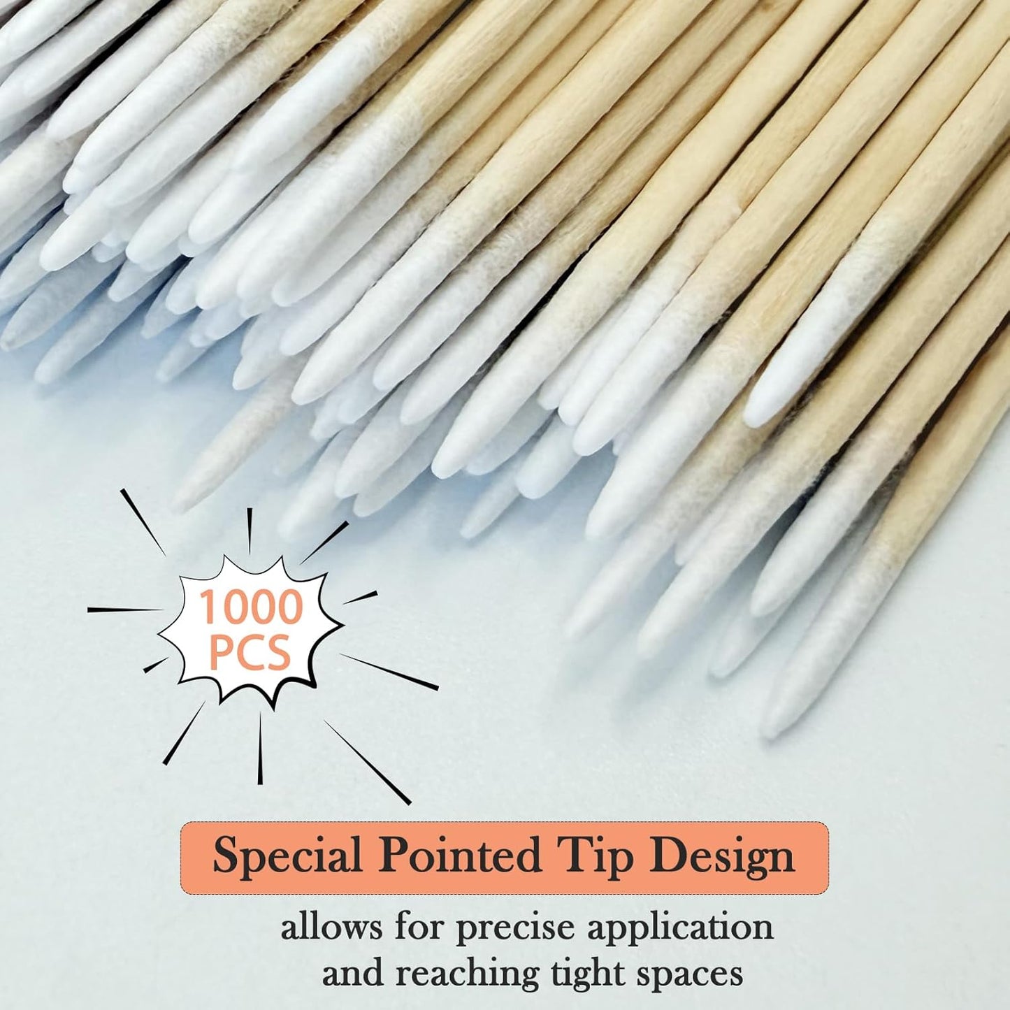 Pointed Cotton Swabs for Nails - 1000PCS Microblading & Makeup Precision Tips | Fine Point Cleaning Tool