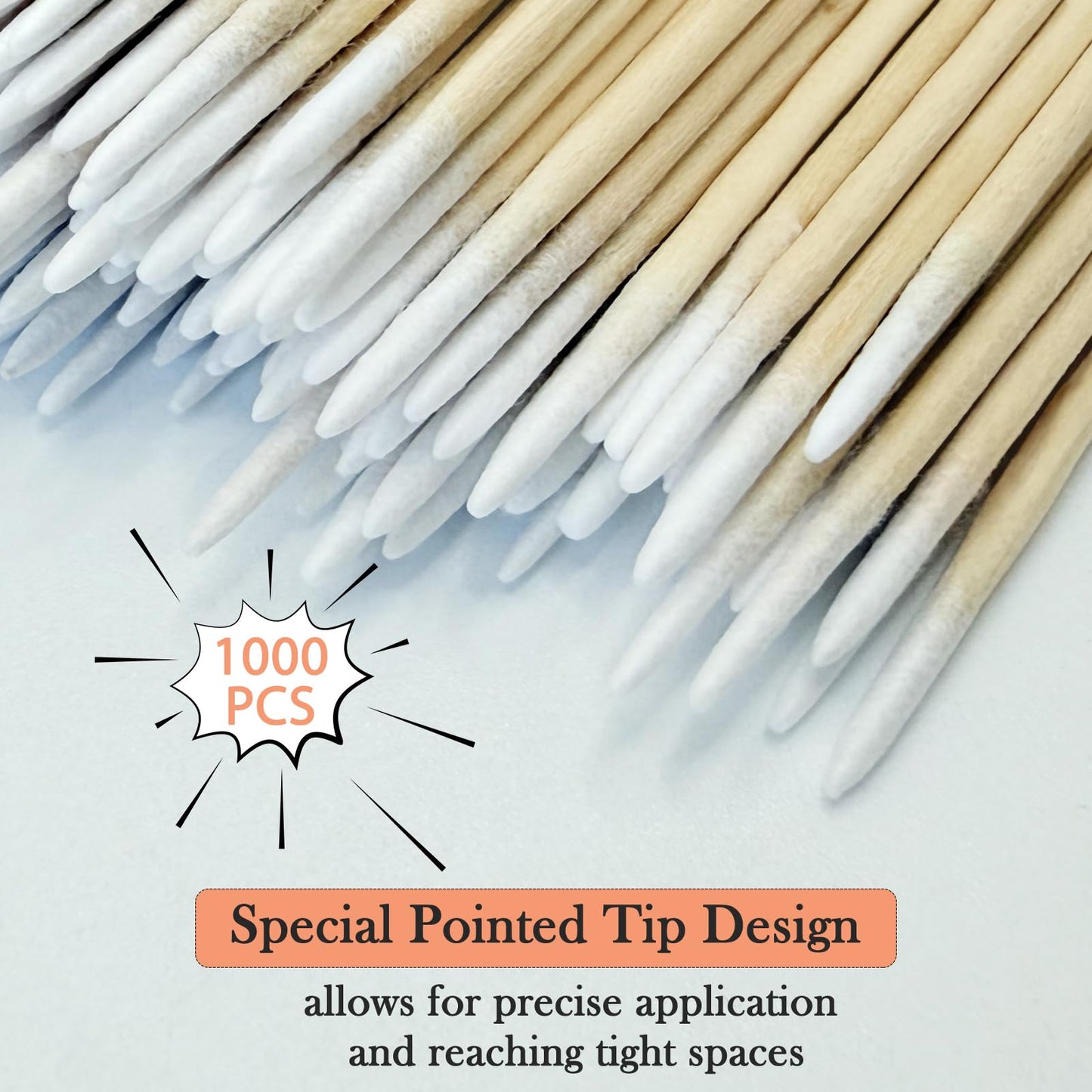 1000PCS Pointed Cotton Swabs for Nails - Mini Tips, Microblading Cotton Buds & Nail Polish Clean Up Tool - Fine Point, Precision Micro Swabs for Makeup & Beauty