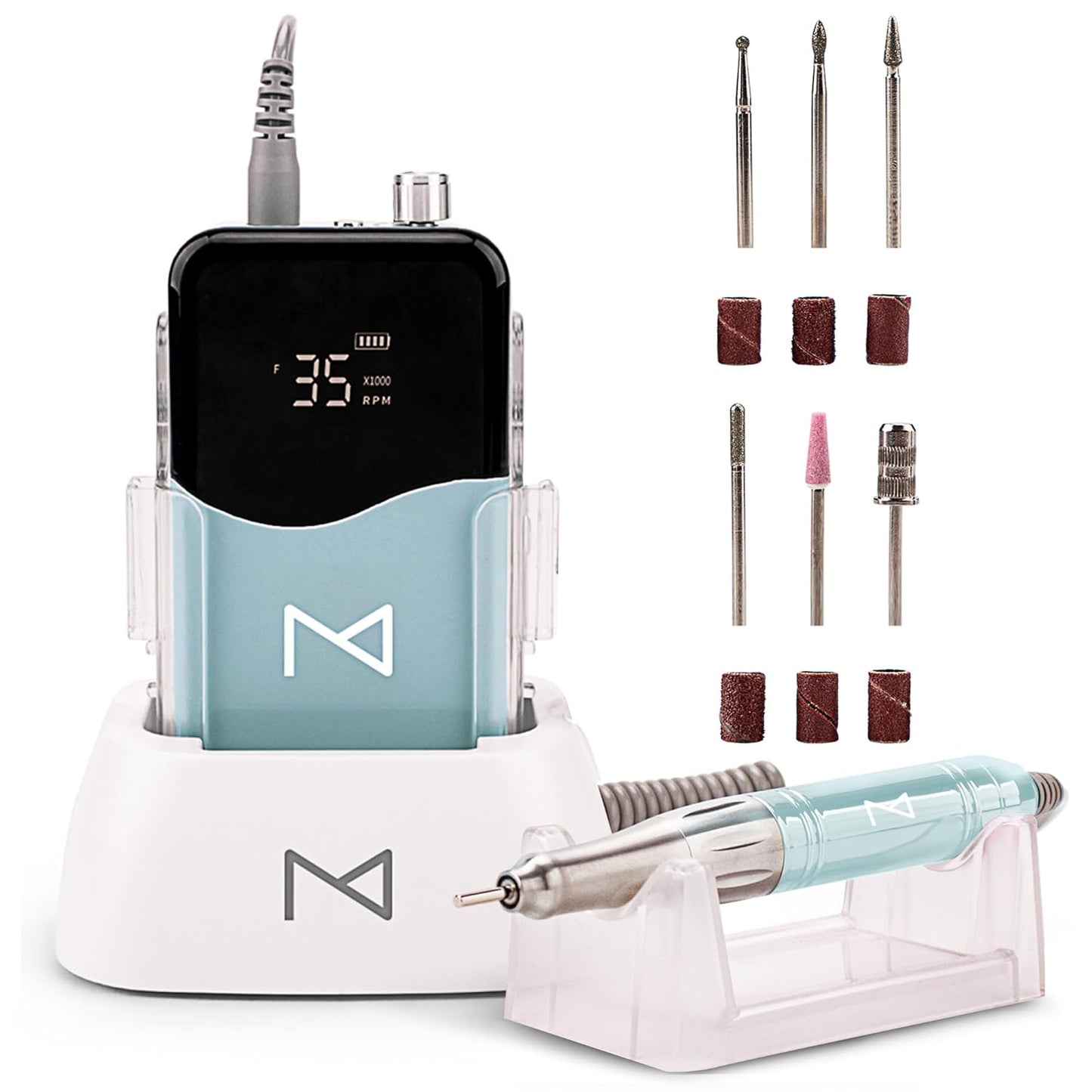 Professional Nail Drill Machine - Cordless 2-in-1 Electric Nail File - 35000 RPM, HD Display | Rose Gold