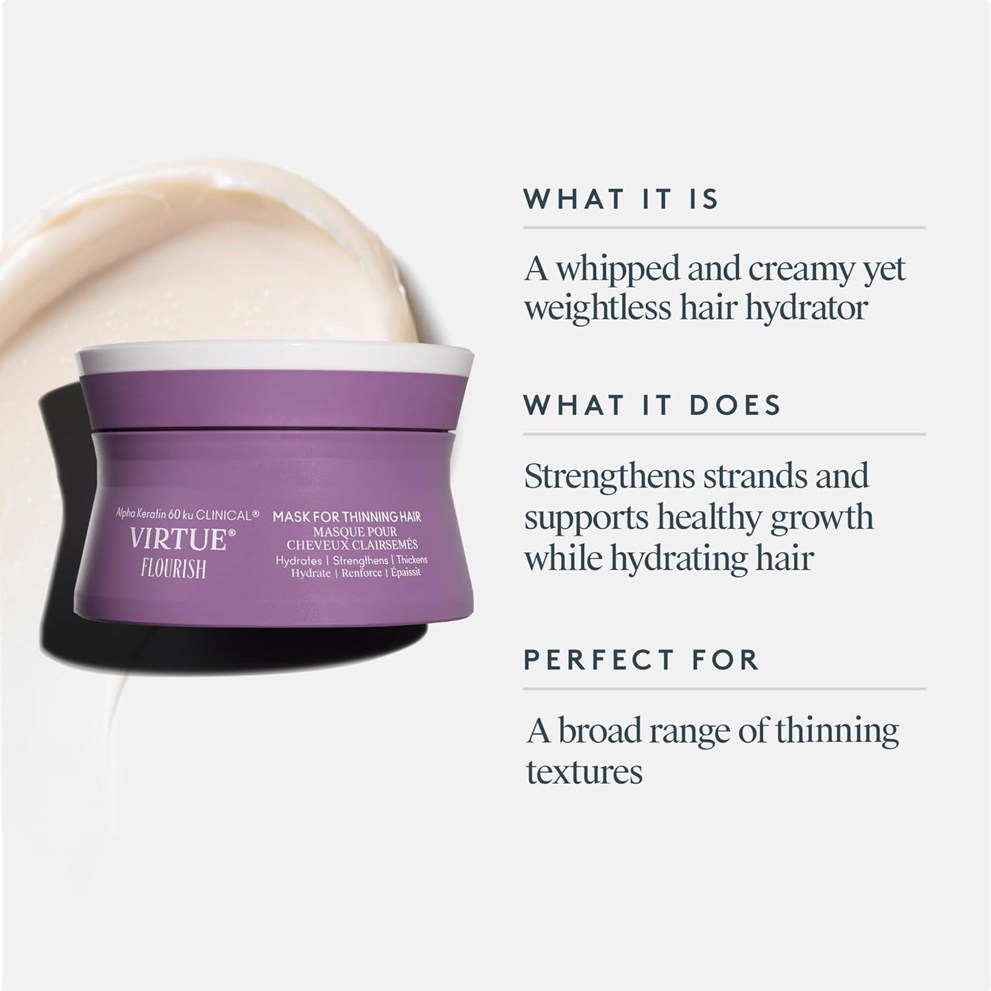 Virtue Flourish Hair Mask for Thinning Hair - 5 oz Nourishing Treatment