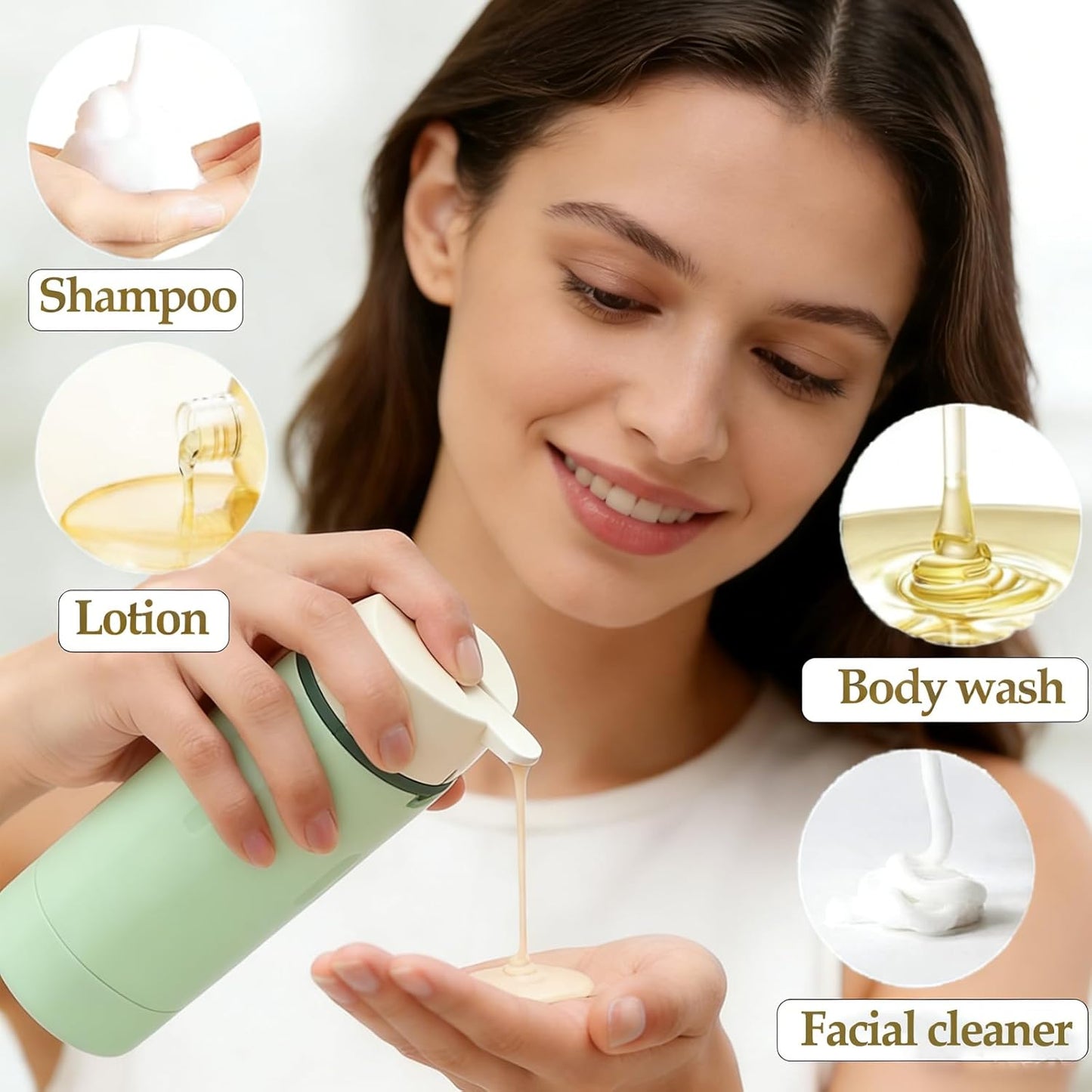 Travel Dispenser Bottle - 4-in-1 Leakproof Toiletry Set | TSA Approved 30ml Pump Bottles & Labels